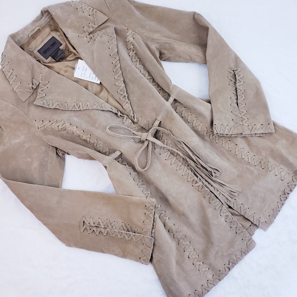 Brandon Thomas Jackets & Blazers - Vintage Boho Suede Whipstitch Collared Jacket